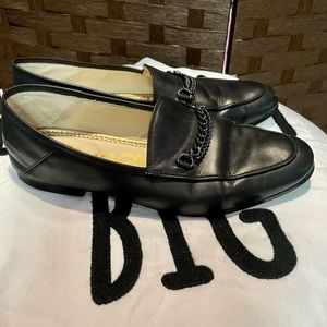 Sam Edelman Black Leather Loafers Chain Detail